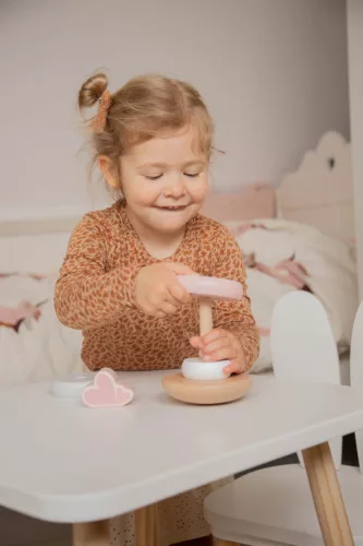 Label-Label Montesszori toronyépítő - Rózsaszín fajáték