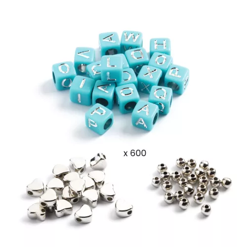 Ékszerkészítő készlet - Betű gyöngyök, ezüst - Alphabet beads, Silver