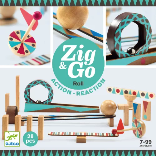 Építőjáték - Sokasodó gördülő, 28 db-os - Zig and Go - Roll