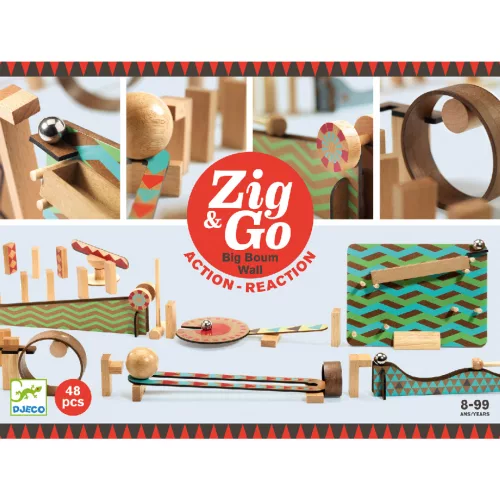 Építőjáték - Sokasodó golyózó, 48 db-os - Zig and Go - Big Boum Wall