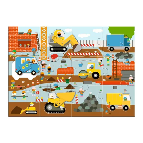 Óriás puzzle - Építkezés, 12+5 db-os - Construction site