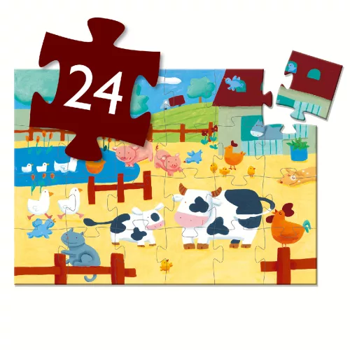Formadobozos puzzle - Bocik és tehenek, 24 db-os - The cows on the farm