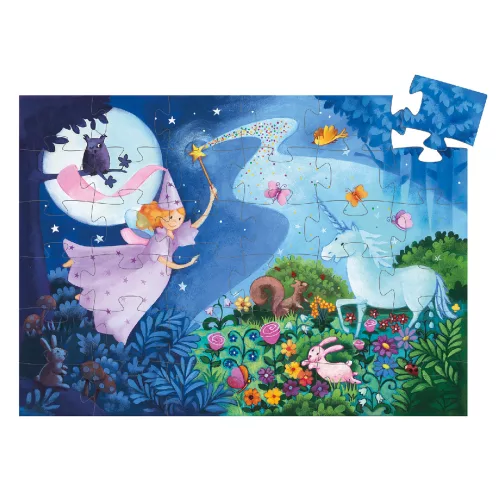Formadobozos puzzle - Tündér és az egyszarvú, 36 db-os - The fairy and the unicorn