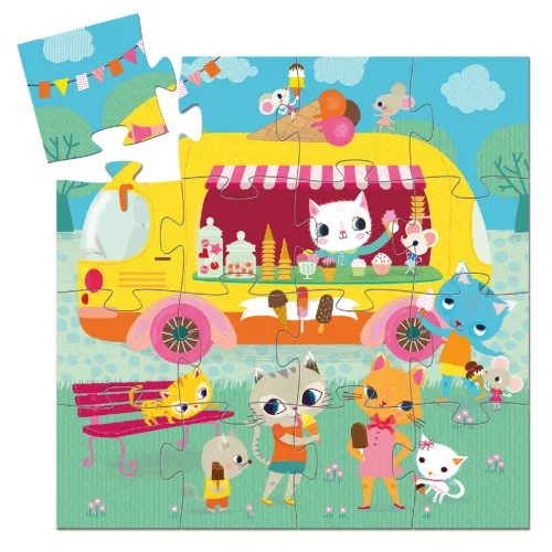 Formadobozos puzzle - Fagyis kocsi, 16 db-os - Ice cream truck
