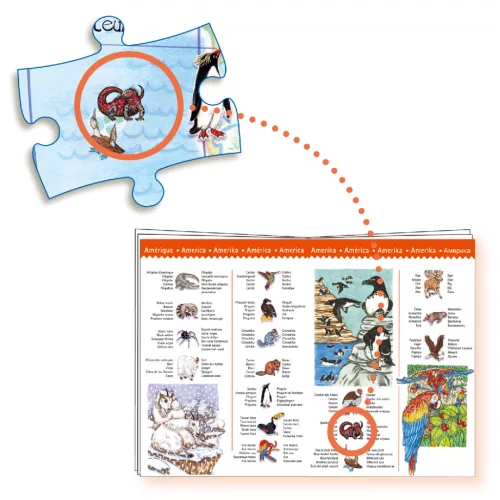 Megfigyeltető puzzle - Föld állatai, 100 db-os - Animals of the earth