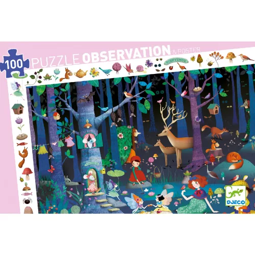 Megfigyeltető puzzle - Elvarázsolt erdő, 100 db-os - Enchanted Forest