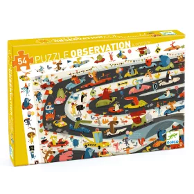   Megfigyeltető puzzle - Állati autóverseny, 54 db-os - Car rally