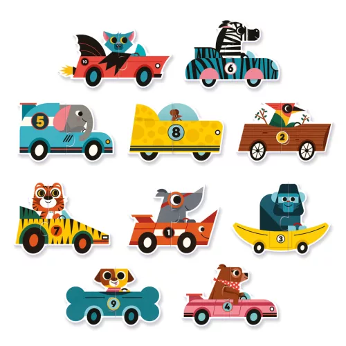 Párosító puzzle - Autós - Racing cars