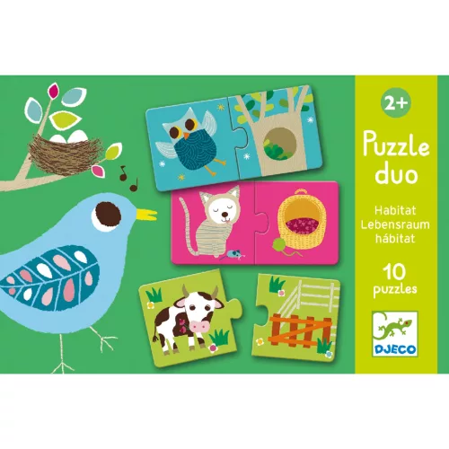 Párosító puzzle - Ki hol lakik, 20 db-os - Habitat