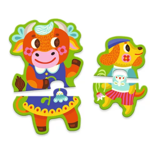 Sorozatkirakó puzzle - Nagyok és kicsik a tanyán, 16 db-os - Big and small on the farm