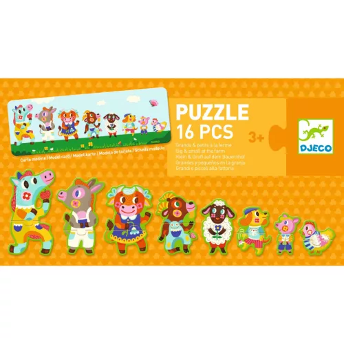 Sorozatkirakó puzzle - Nagyok és kicsik a tanyán, 16 db-os - Big and small on the farm