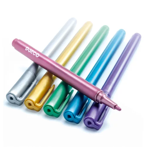 Filctoll készlet - 6 fémfesték filctoll - 6 metalic markers
