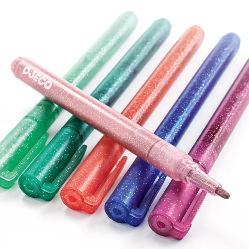 Filctoll készlet - Csillám fílctoll 6 színben - 6 glitter markers - sweet