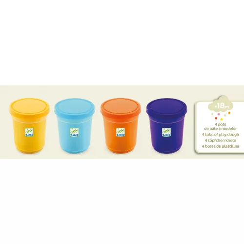 Gyurma - Pillegyurma 4 színben - 4 tubs of play dough, Plain flour
