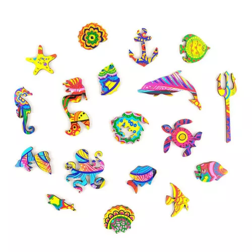Fa puzzle, színes A3 méretű (hal)