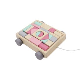 25 db-os építőkocka kiskocsiban - rózsaszín