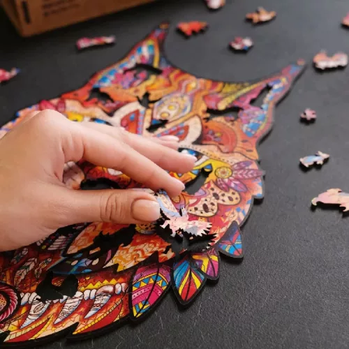 Fa puzzle, színes A4 méretű 122 db-os (hiúz)