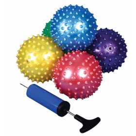   Tüskelabda készlet, pumpával - 25 db 10 cm átmérőjű, puha, érzékelő labda 24 hó+