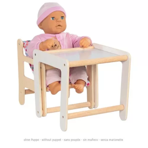 Etetőszék és kisasztal babázáshoz - pöttyös