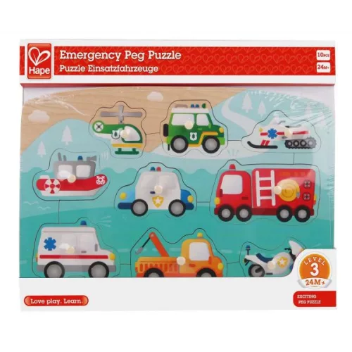 Hape Fogantyús Puzzle - Szirénázó Járművek 24 hó+