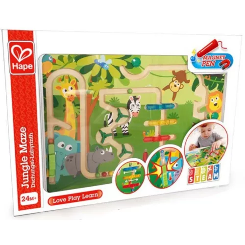 Hape Vezesd a helyére! - Mágneses íráselőkészítő - Dzsungel - 24 hó+
