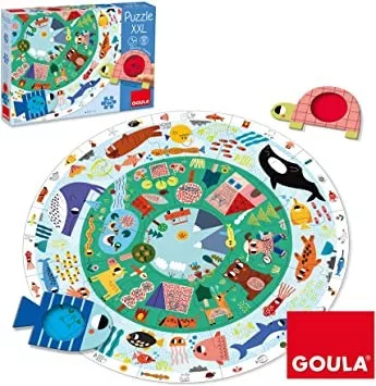 Állati bújócska szárazon és vízen- Vidám felfedező XXL puzzle, GOULA