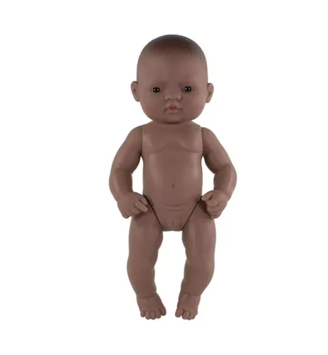 Latin-amerikai baba - lány, kopasz, fürdethető, 32 cm 12 hó+