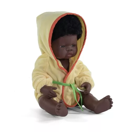 Afrikai baba - fiú, hajas, fürdethető, 38 cm 12 hó+