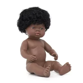 Afrikai baba - lány, hajas, fürdethető, 38 cm 12 hó+