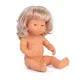 Down-szindrómás baba - lány, hajas, fürdethető, 38 cm 10 hó+