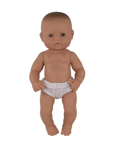 Európai baba - lány, kopasz, fürdethető, 32 cm 10 hó+